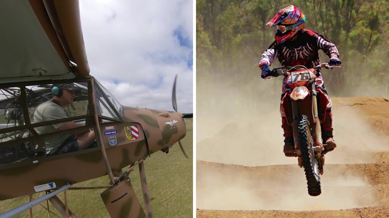 Storch STOL aircraft visit to Motocross Track