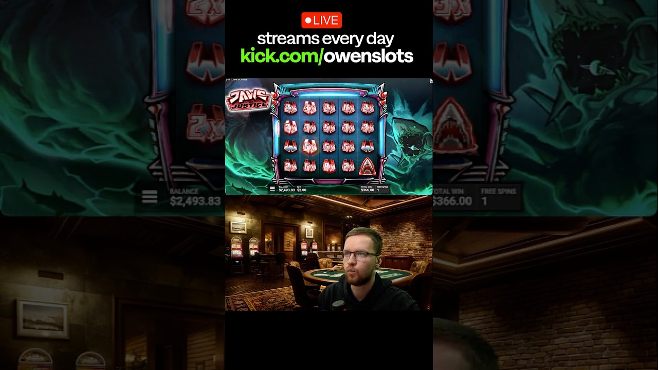 ALMOST MAX WIN ON JAWS OF JUSTICE SLOT! FULL SCREEN WILDS #shorts #slot #casino