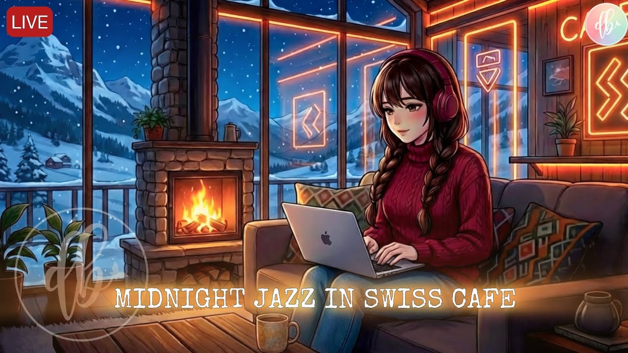 Neon Café Jazz in Switzerland 🌙❄️ | Alpine Night Vibes • Chill Jazz Beats