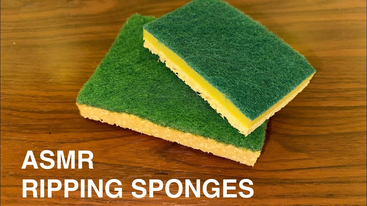 ASMR - Ripping Dry celluloses sponges x2 || scratching, squeezing, ripping sounds ||