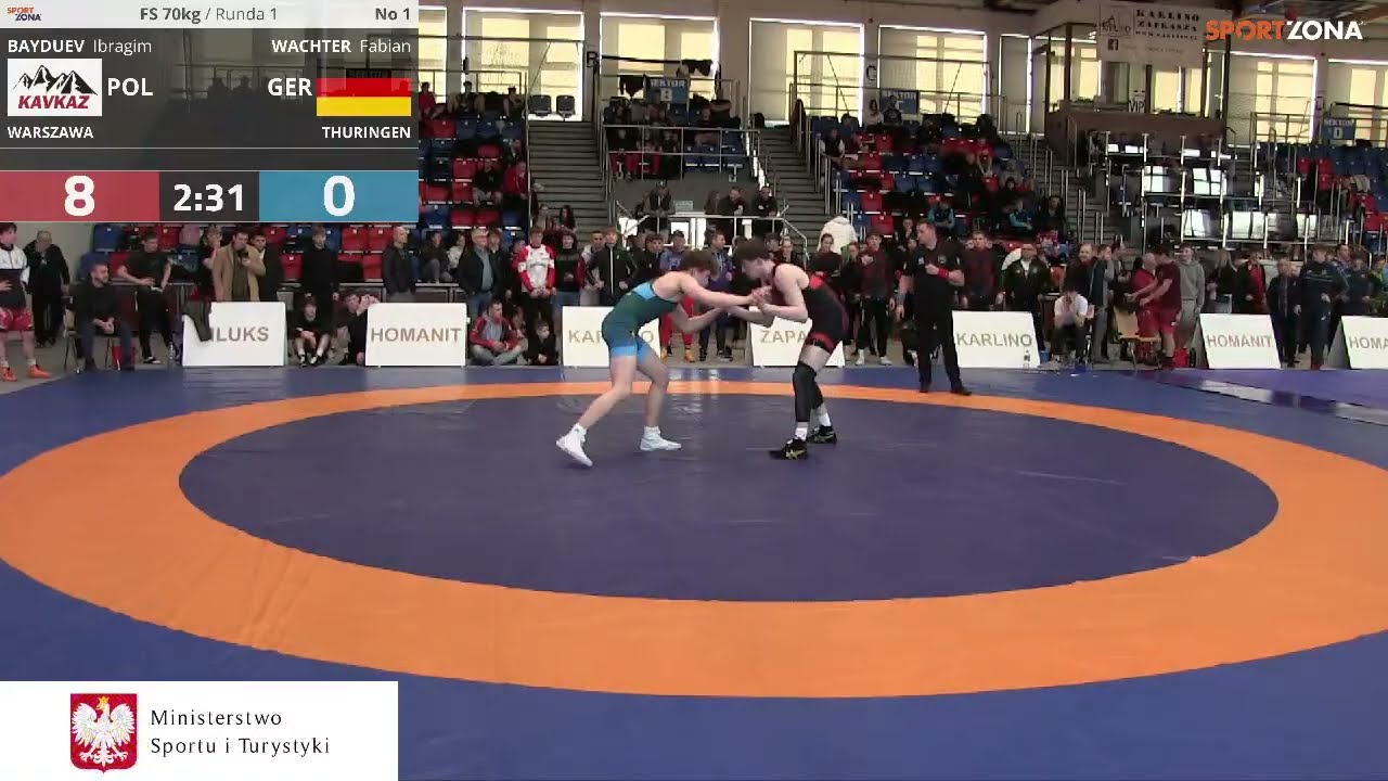 ZAPASY - (M1) Międzynarodowe Mistrzostwa Polski U20 kobiety oraz styl wolny - Karlino 2026. Mata 1.