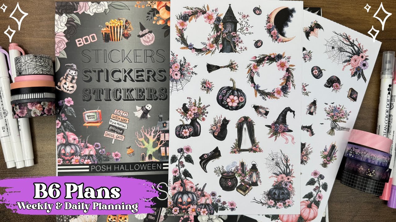 B6 Plans Planner Setup & Decoration - October Halloween Deco with LiveLovePosh Halloween Stickers