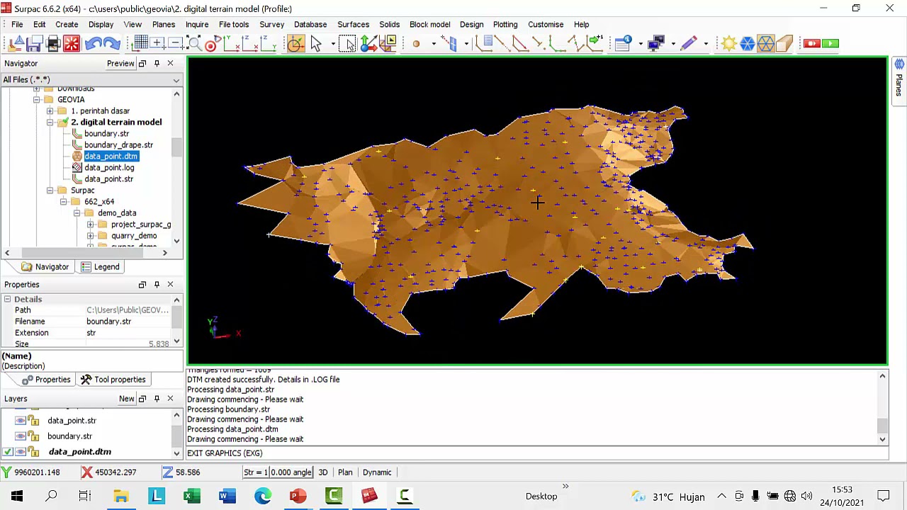 3. Membuat Digital Terrain Model (DTM) Pada Perangkat Lunak Surpac