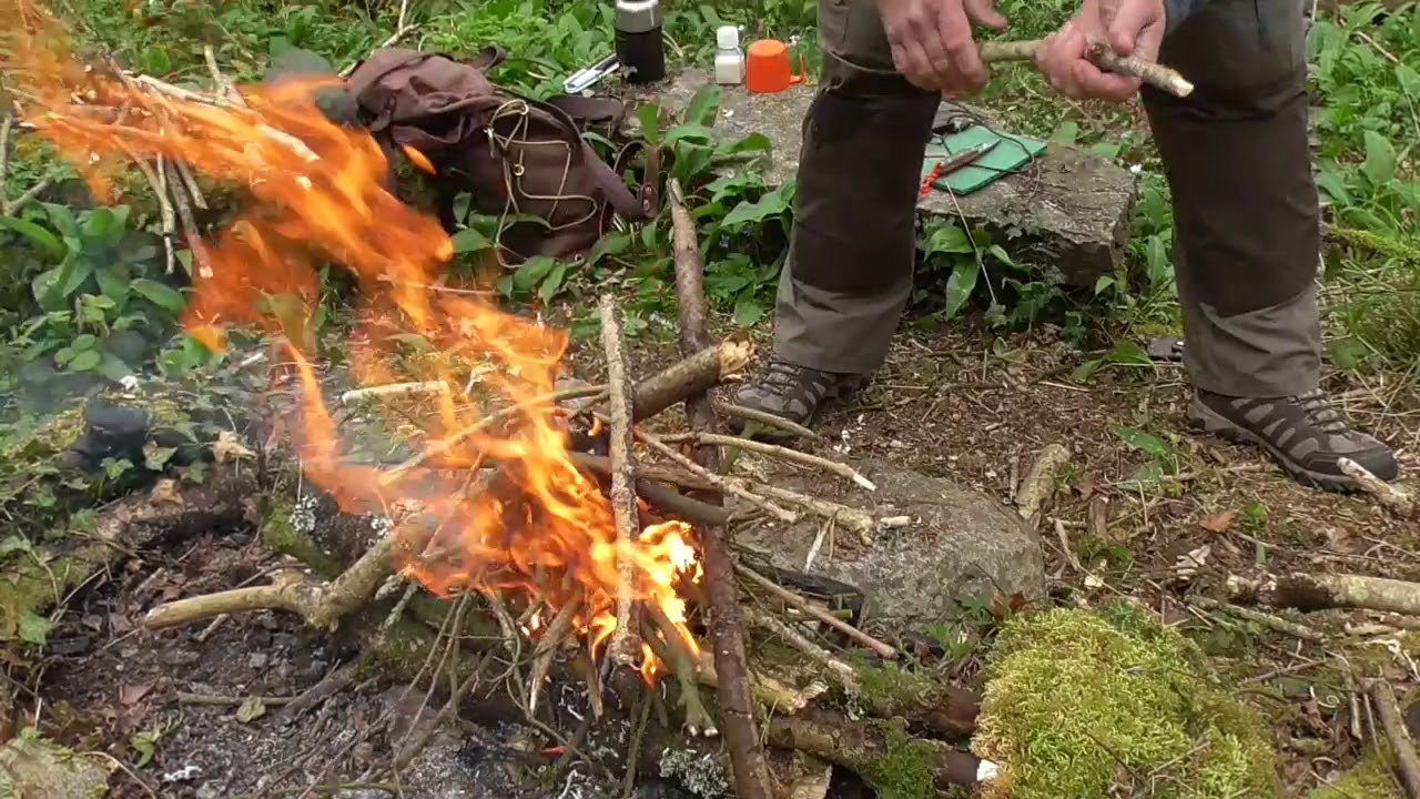 Cold Steel trailhawk, UCO and Exotac fire kit, Friction fire Project part 1