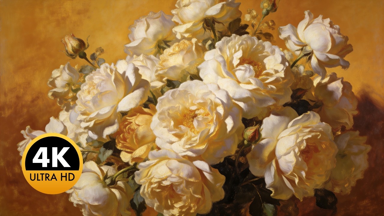 Golden Floral Bouquet | 4K TV Art Display | 2 Hours | TV Screensaver