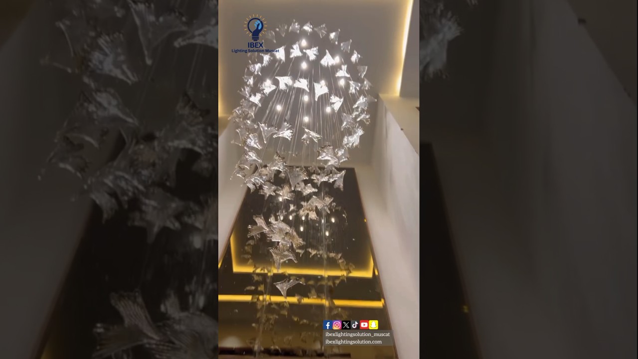 Maple Leaf Crystal Chandelier Installation | Elegant Lighting for Living Room #youtubeshorts