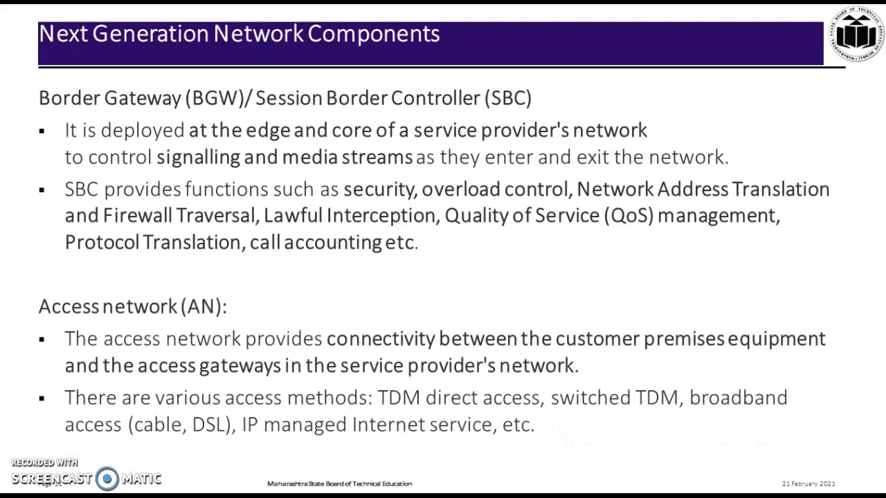 Functios of NGN Components