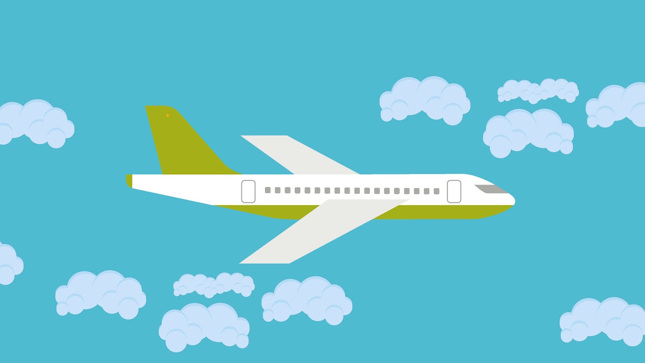 Vector Plane Flying in the Sky Between the Clouds - Royalty Free Footage