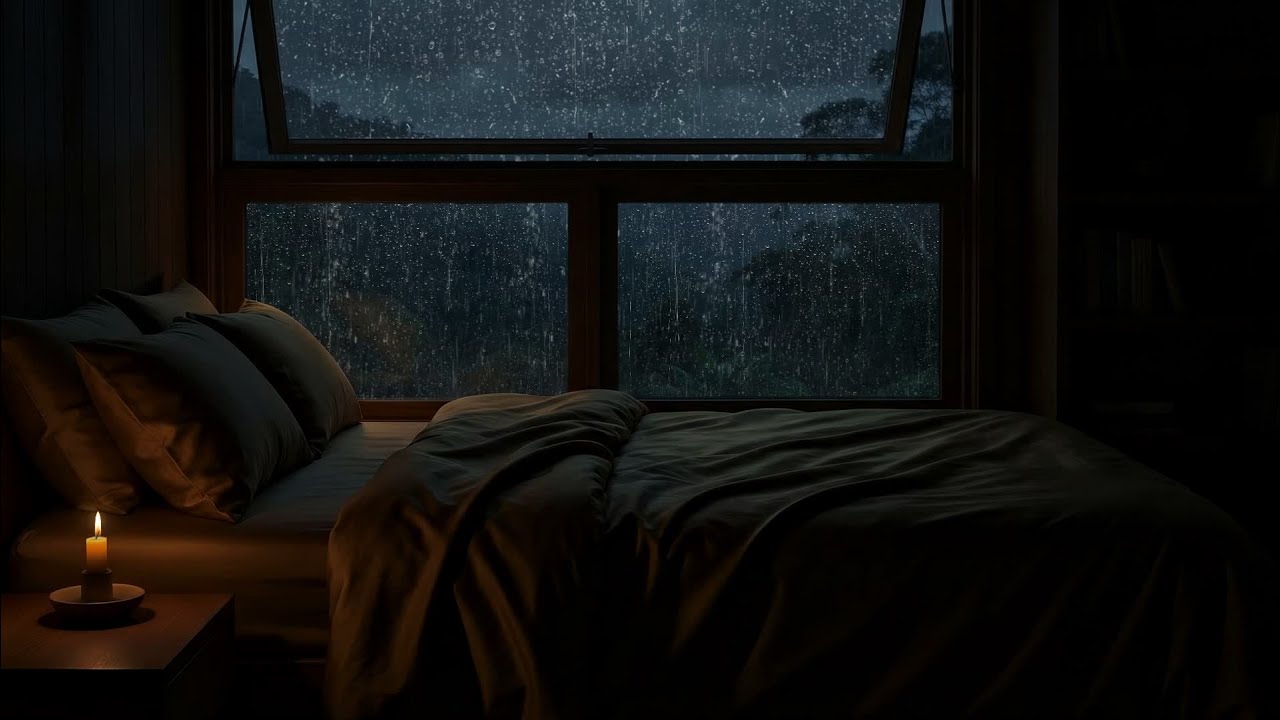 Rain Sounds for Sleeping – Night Heavy Rain & Thunder sounds for Insomnia Relief