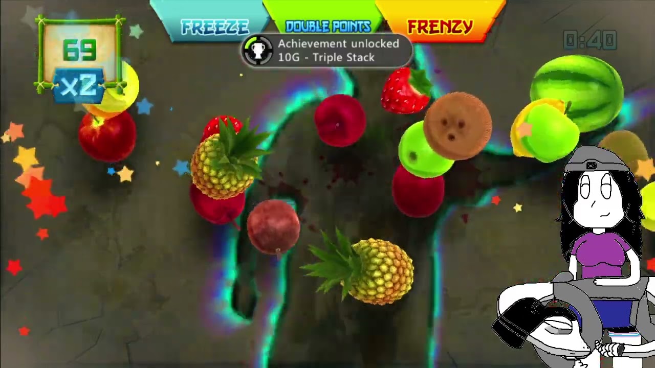 fruit ninja kinect (Xbox 360) (Gameplay Footage 2)