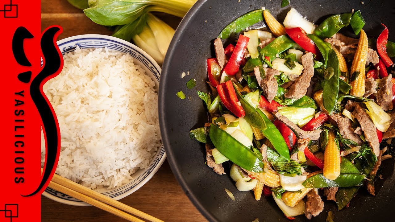 Blitzrezept : Gebratenes Rindfleisch mit Babymais und Pak Choi - Wokgericht