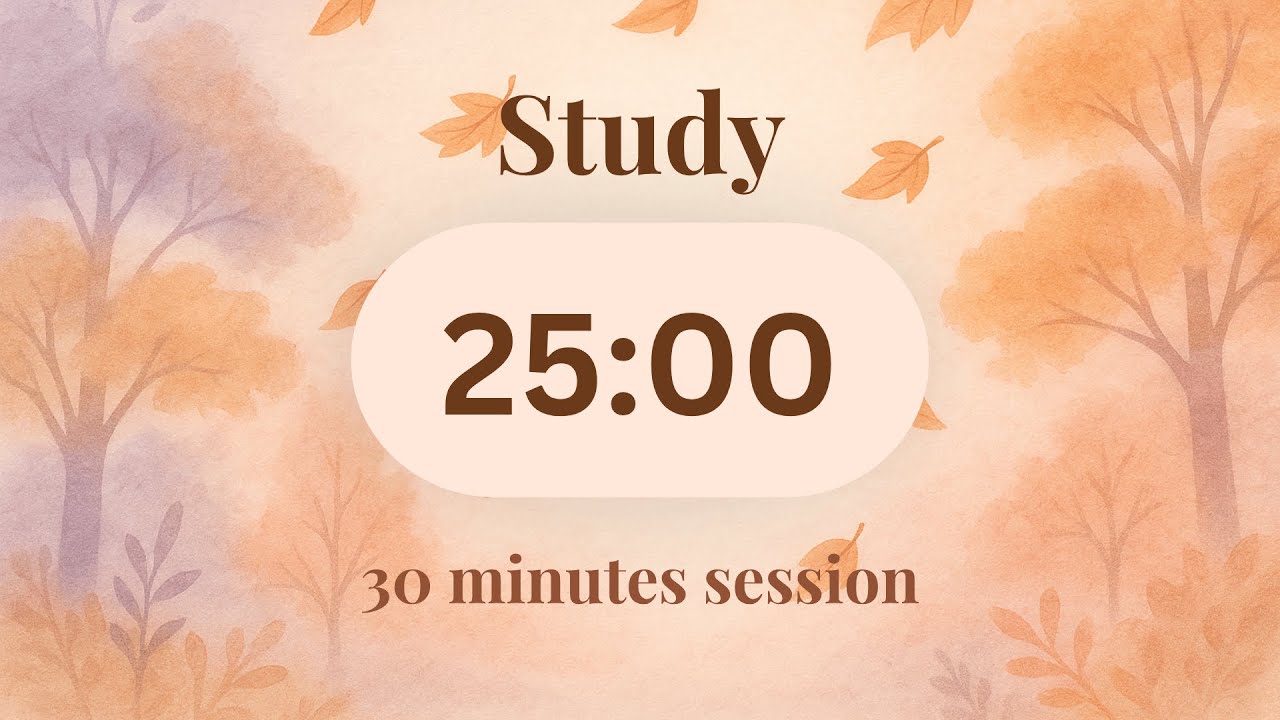 Fall Aesthetic Pomodoro Timer 25/5 | Cozy Autumn Study Session 🍂