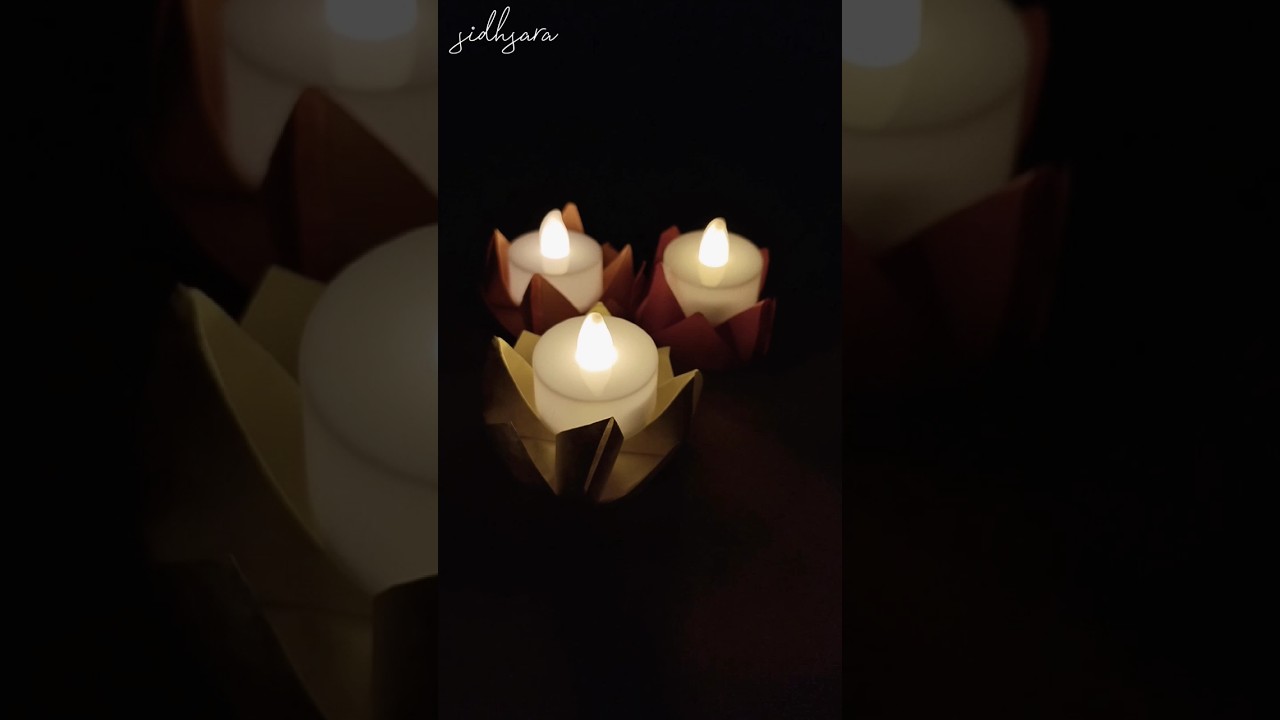 Easy Lotus Origami Flower Folding ❤️ DIY Tealight Candle Holder | Diwali Craft 
