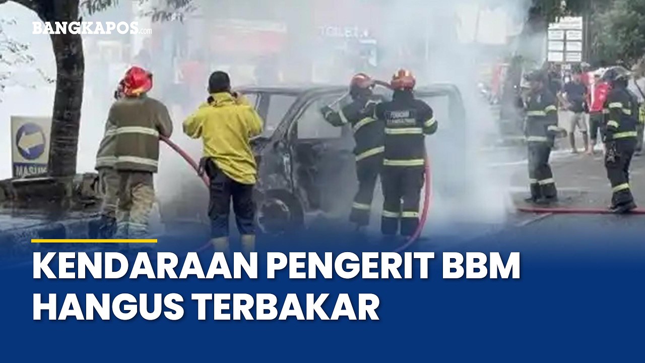 Mobil Diduga Ngerit BBM Terbakar di Depan SPBU Kejora Bangka Tengah