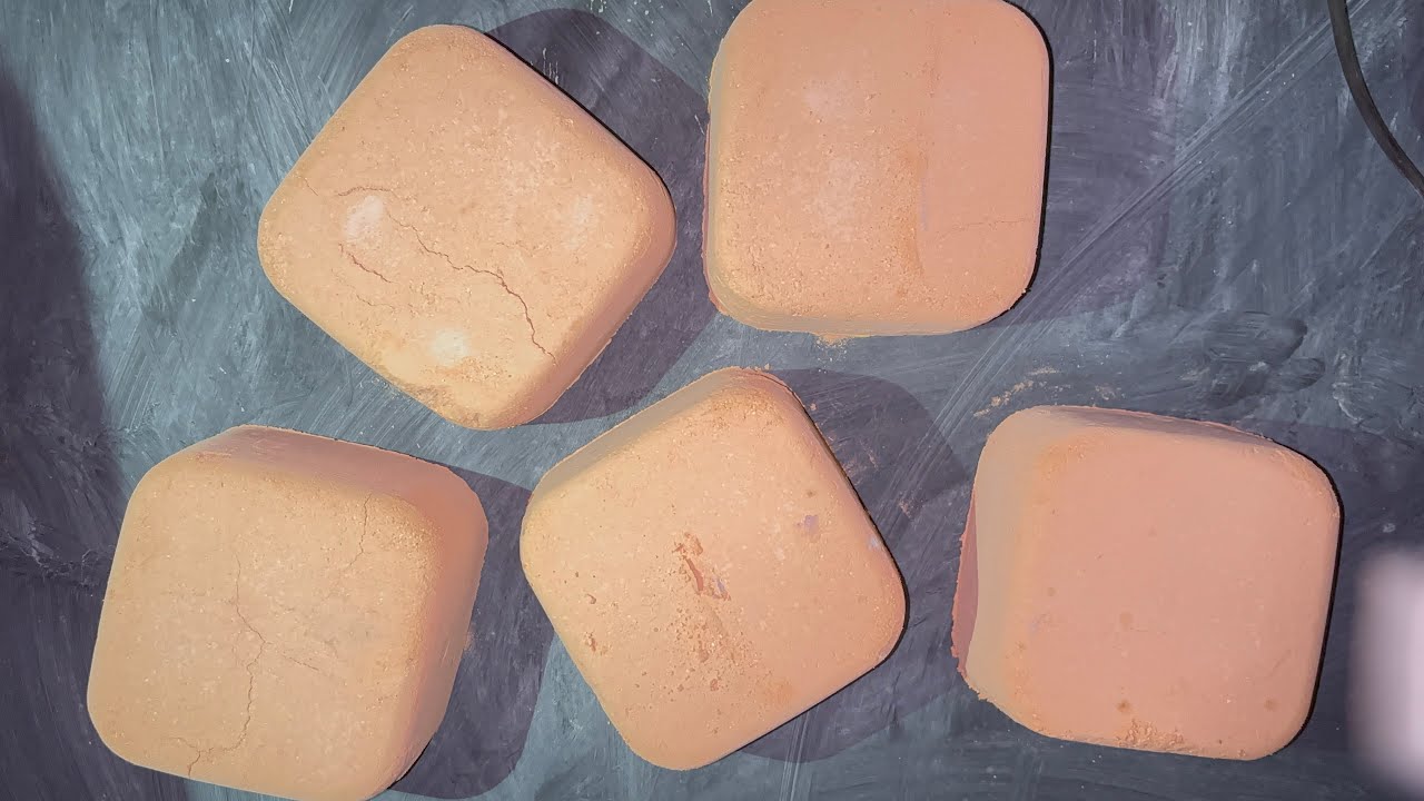 ASMR | dusty peach cement blocks crumble | with sifting at the end 
