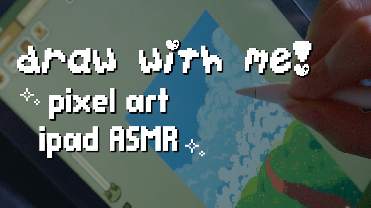 [ASMR] draw a pixel art landscape with me! ☁️🌱 [ pixquare on ipad, no music ]