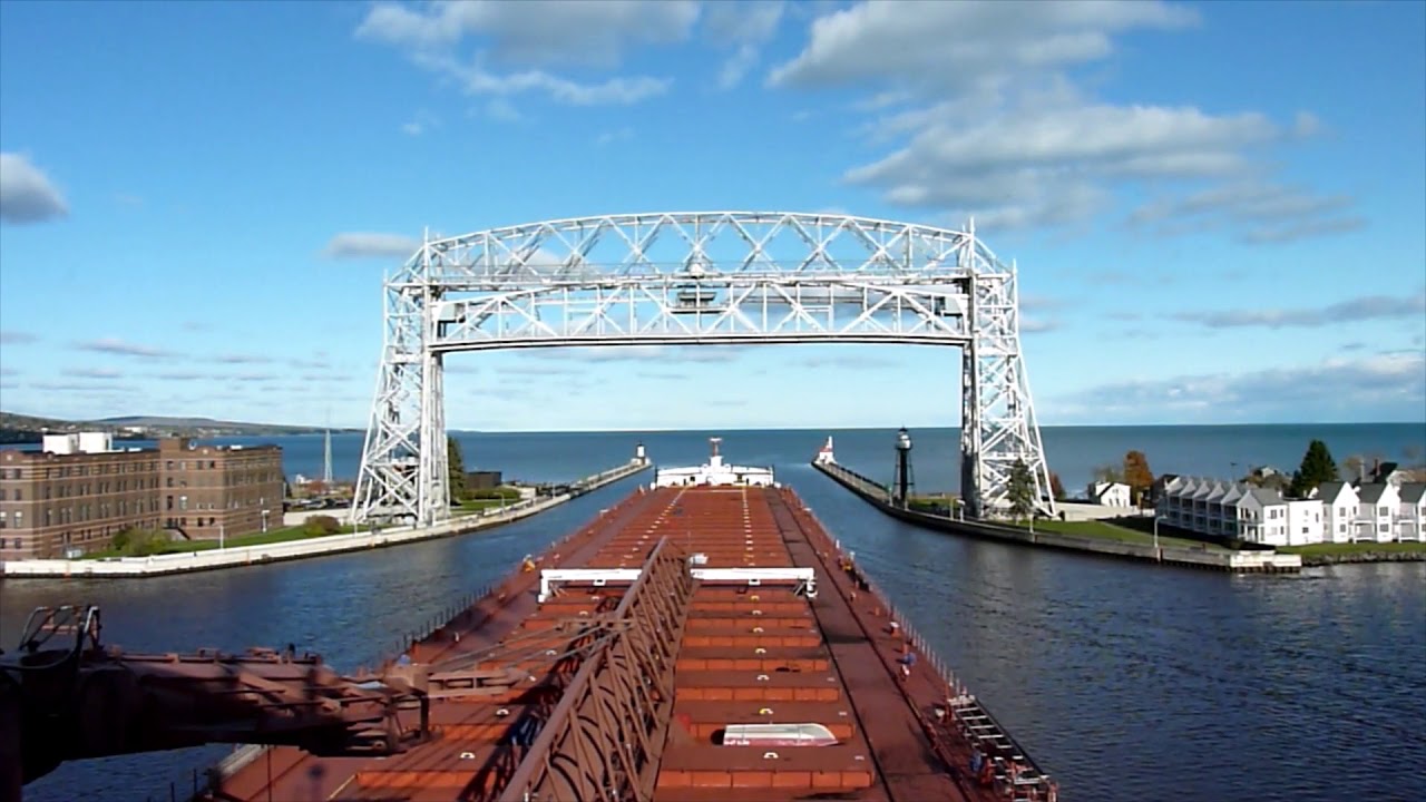 Duluth Lift Bridge Departure - Ship's View from Paul R. Tregurtha