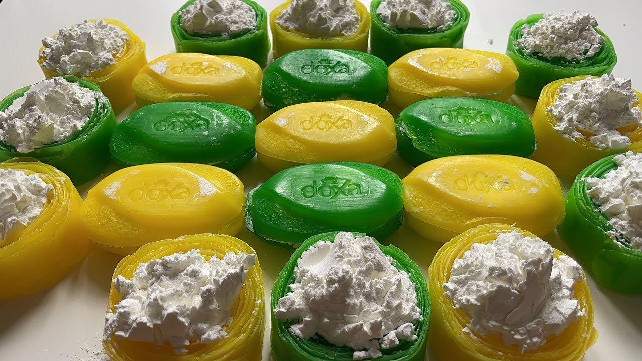 ASMR break soap boxes and roses with starch💛💚