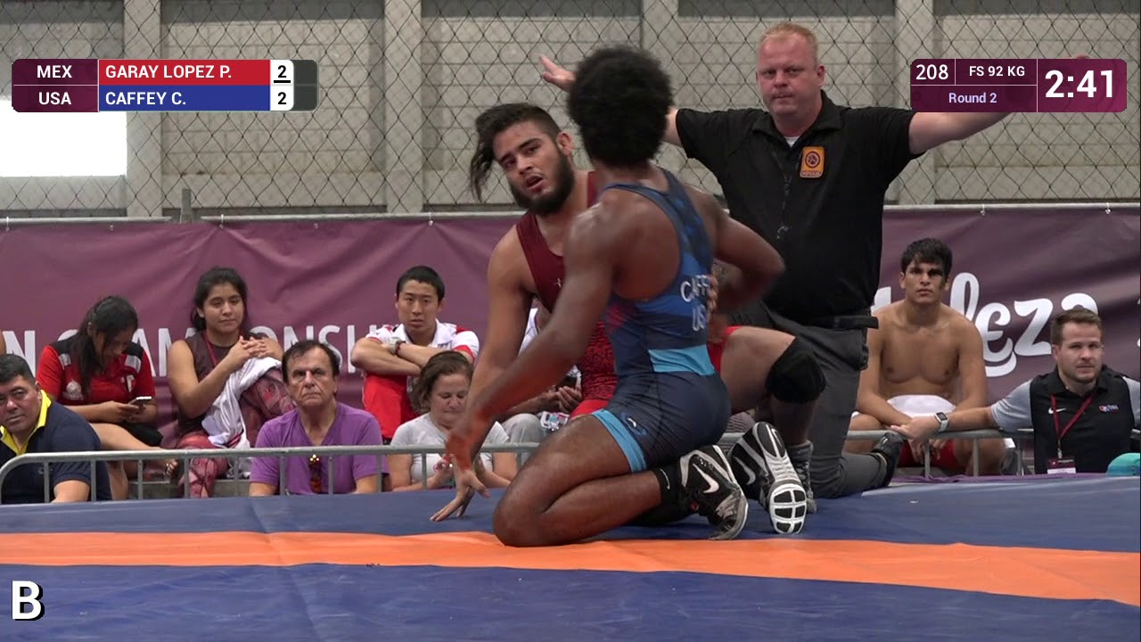Round 2 FS - 92 kg: P. GARAY LOPEZ (MEX) v. C. CAFFEY (USA)