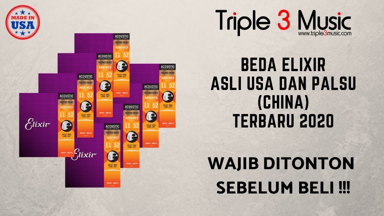 Wajib ditonton !! Perbedaan Senar Elixir asli dan palsu terbaru Juni 2024 Triple3music