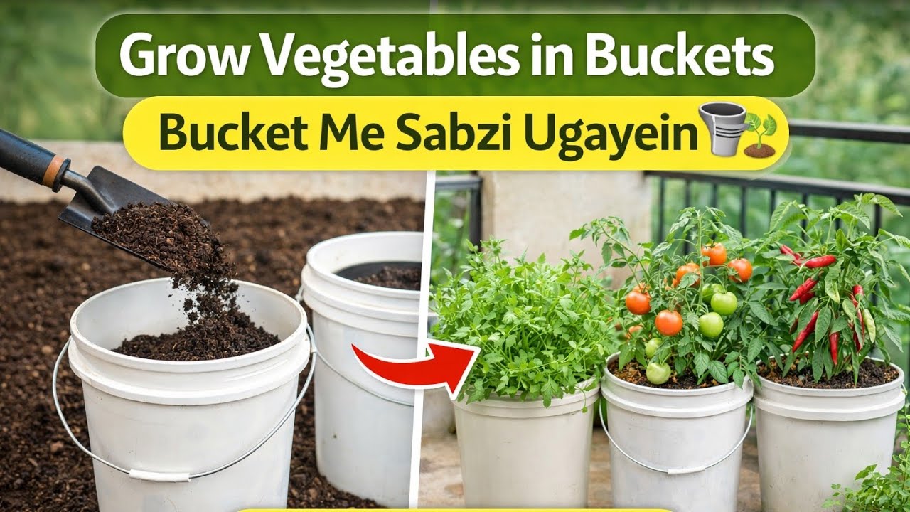 Grow Vegetables in Buckets – No Garden Needed 🪣🌱