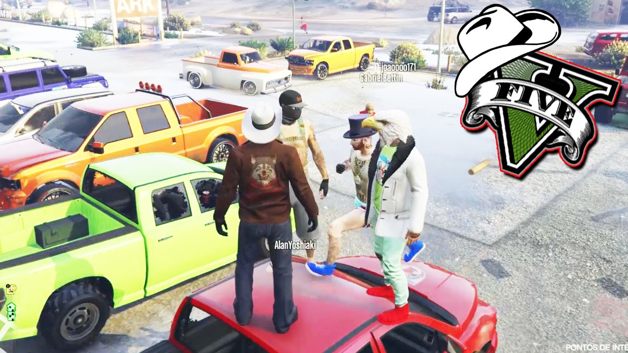 GTA 5 Online 5 (PS4) - Encontro de Caminhonetes: Galera Subindo Chiliad