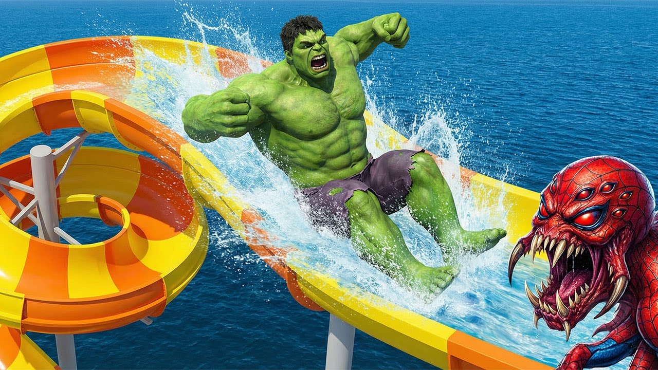 سبايدرمان GTA 5 GREEN HULK | Water Slides Spiderman | WATER RAGDOLLS [Euphoria Physics]