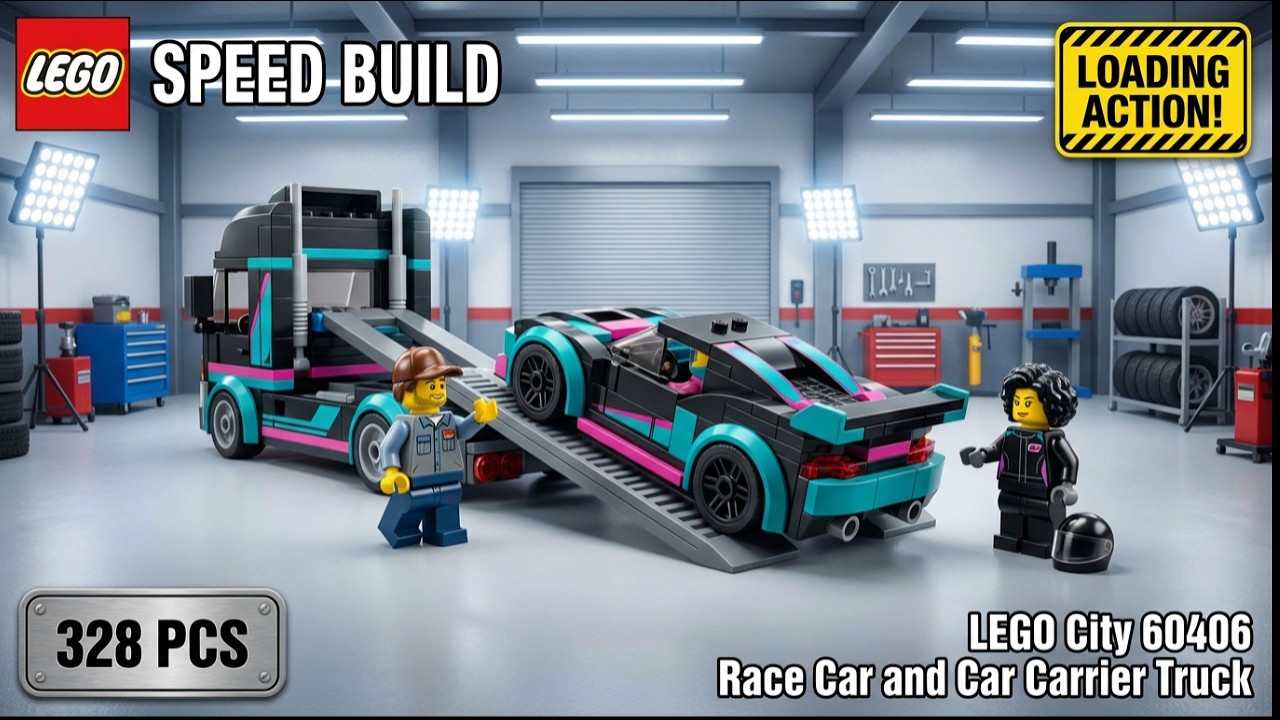 LEGO City 60406 Race Car and Car Carrier Truck 🏎️ | Satisfying Speed Build 🏁
