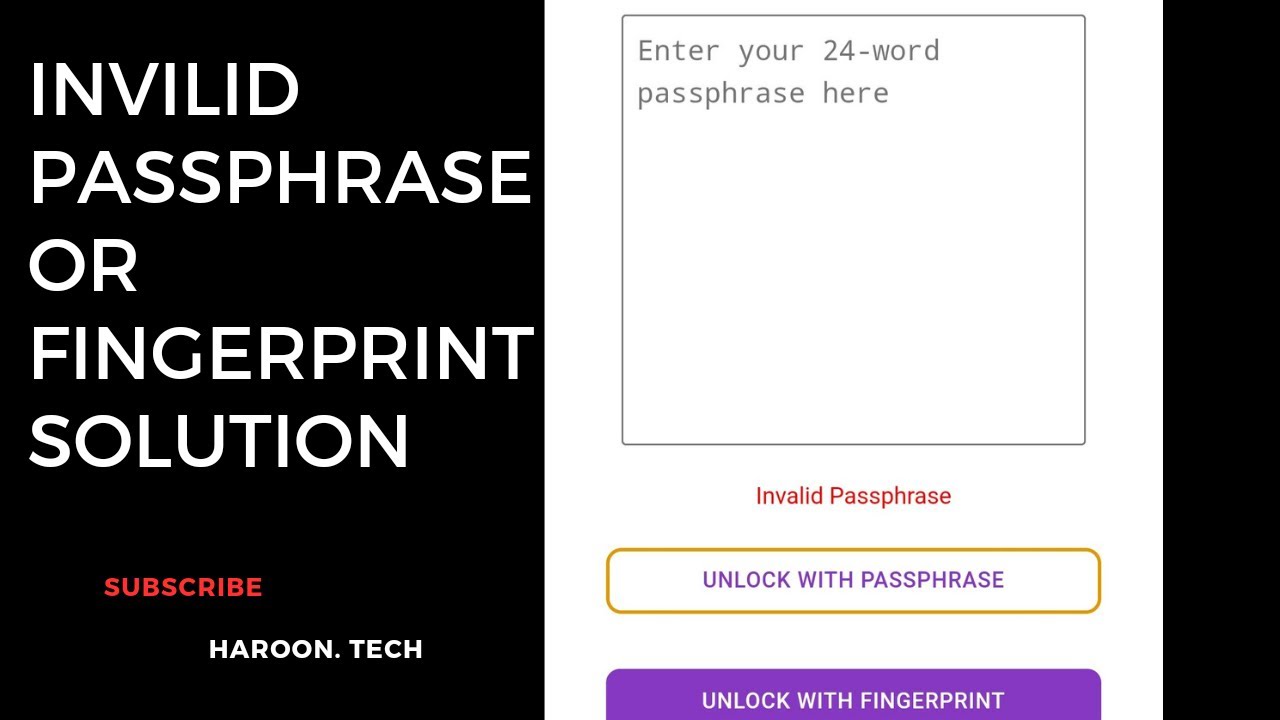 Invilid Passphrase pi wallet solution|pi network|fingerprint issue|100%proof