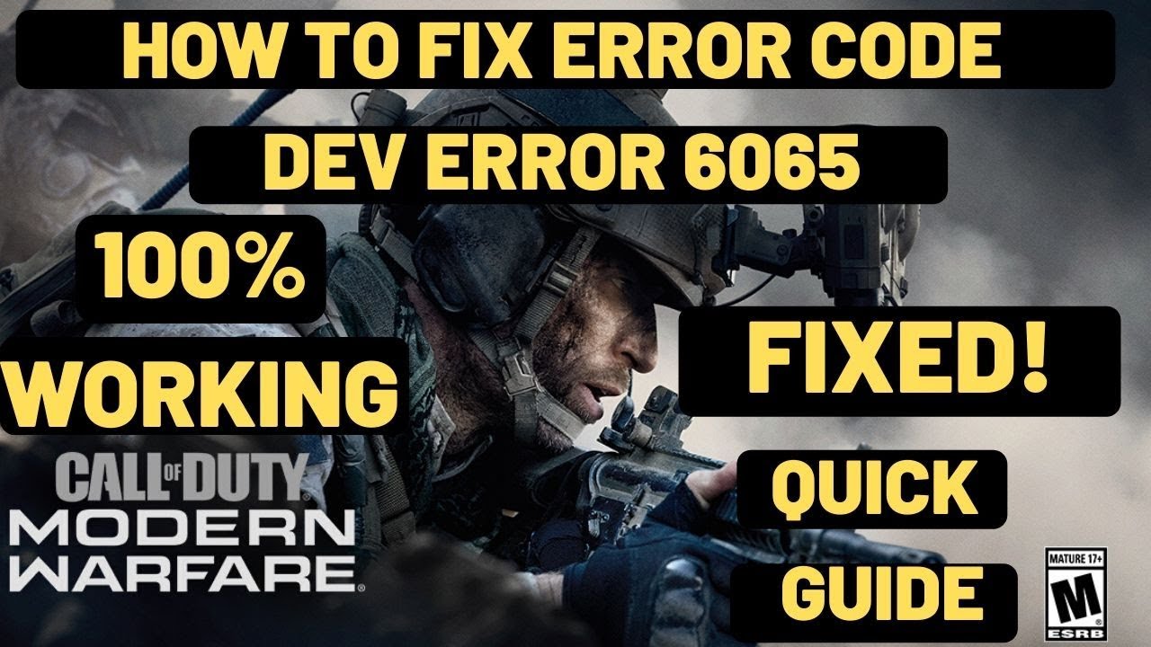 Call Of Duty Modern Warfare DEV ERROR 6065 FIXED| 100% WORKING 6071