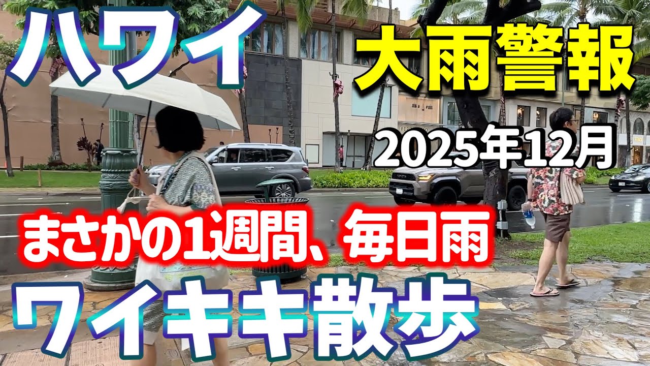 【ハワイ】⚠️大雨警報⚠️まさかの1週間毎日雨☂️ワイキキ散歩