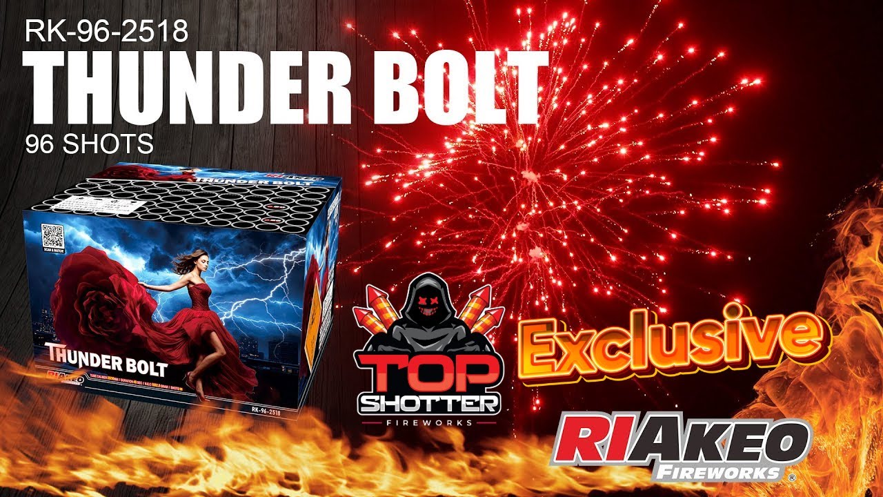 Thunder Bolt by Riakeo Fireworks | 96-Shot Compound | Top Shotter Fireworks UK