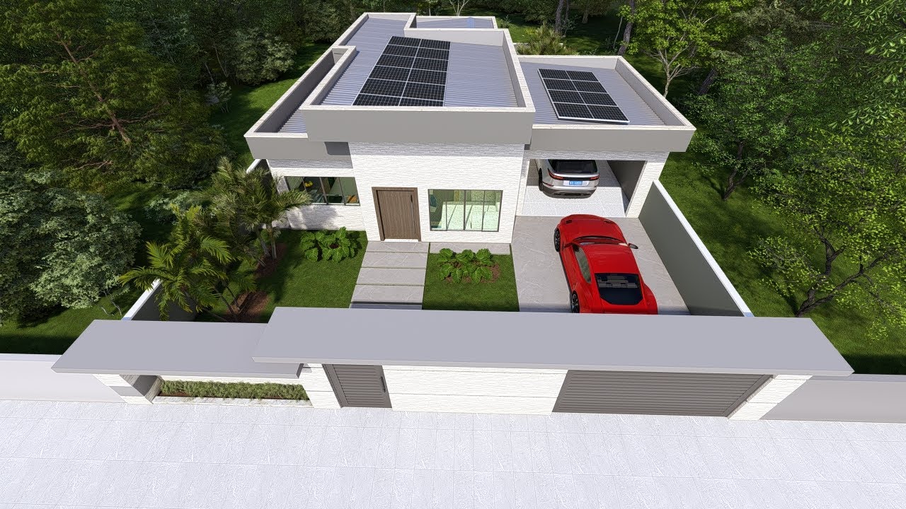 Casa Moderna em 3D com 2 Quartos, 2 Banheiros e Ambientes Integrados