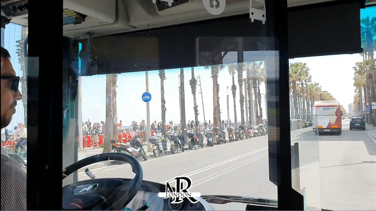 Barcelona 4K - Bus Driving Downtown - Gran Via - Sunset Drive  Spain 🇪🇸  -