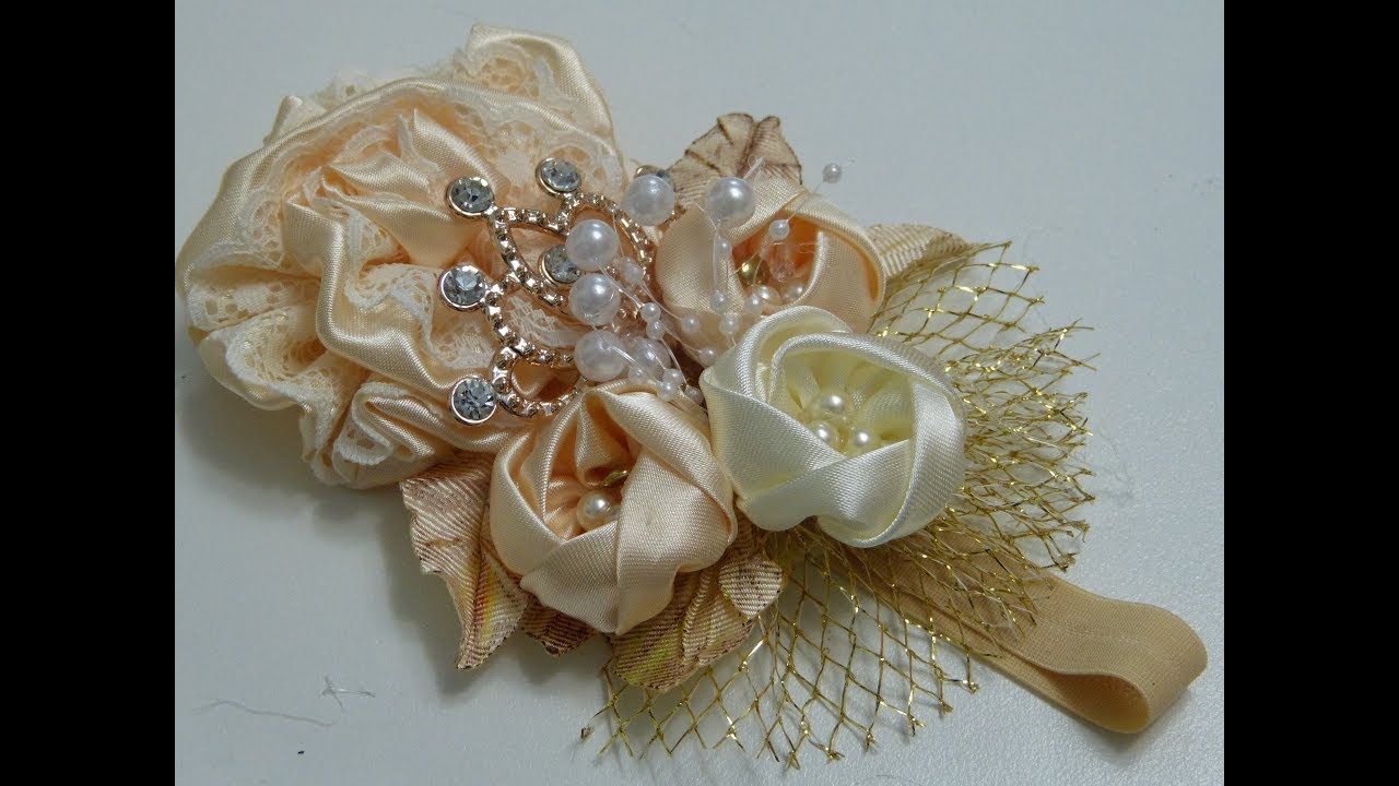 COMO HACER FLORES DE TELA EN  CAPULLO  ❤️🌸TIARA DE FLORES ,😍🌸 FLORES Paso a Paso #1