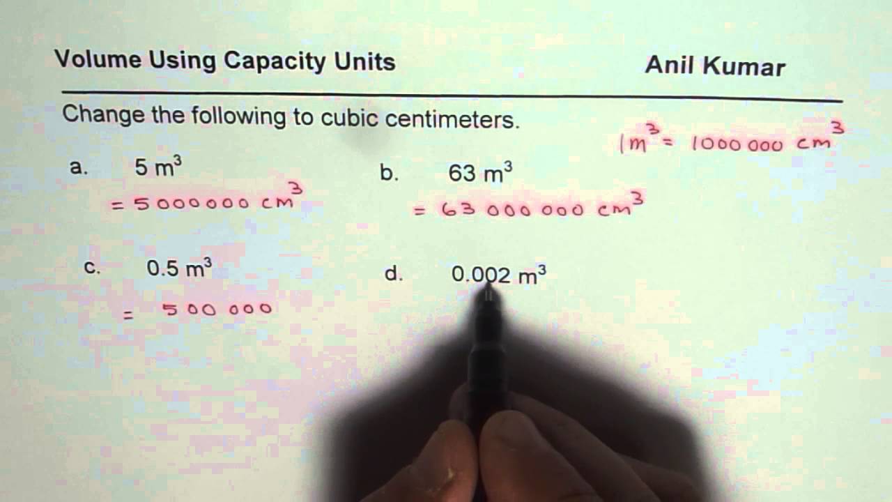 Change Units for Volume to Cubic Centimeter