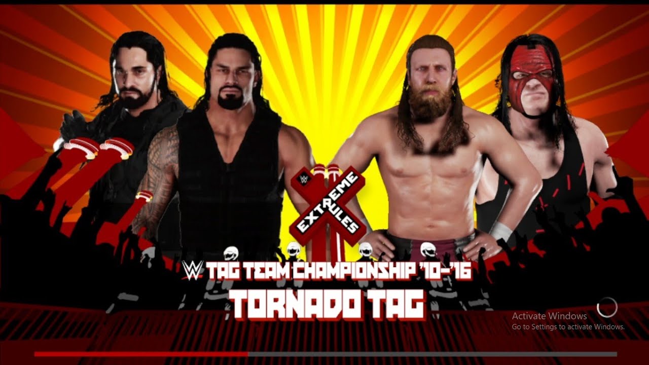 Roman & Seth Vs Kane & Daniel Bryan Tornado Tag Match For Tag Team Titles I WWE 2K18 PC Gameplay.