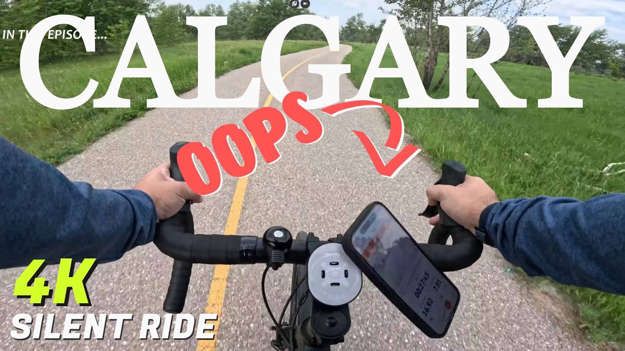 1 Hour Cycling Tour: Calgary Downtown & River Pathways | 4K Silent Ride (No Music)