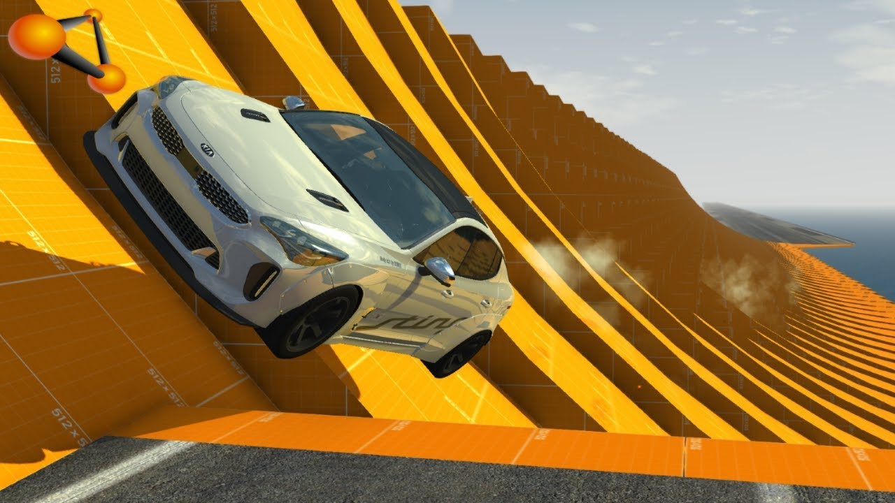 BeamNG.drive -  At High Speed over a Sloping Wall