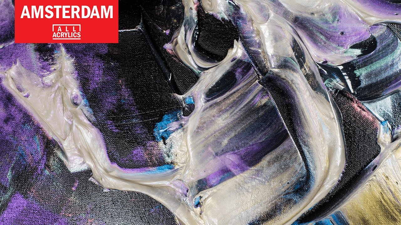 Acrylic pearl colors on black gesso ground | Amsterdam Acrylics