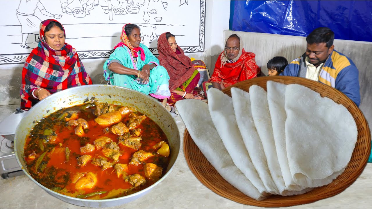 Chaler Rooti / Soft, Puffy Roti made with Rice / বাবার সবথেকে প্রিয় চালের নরম রুটি ও চিকেন
