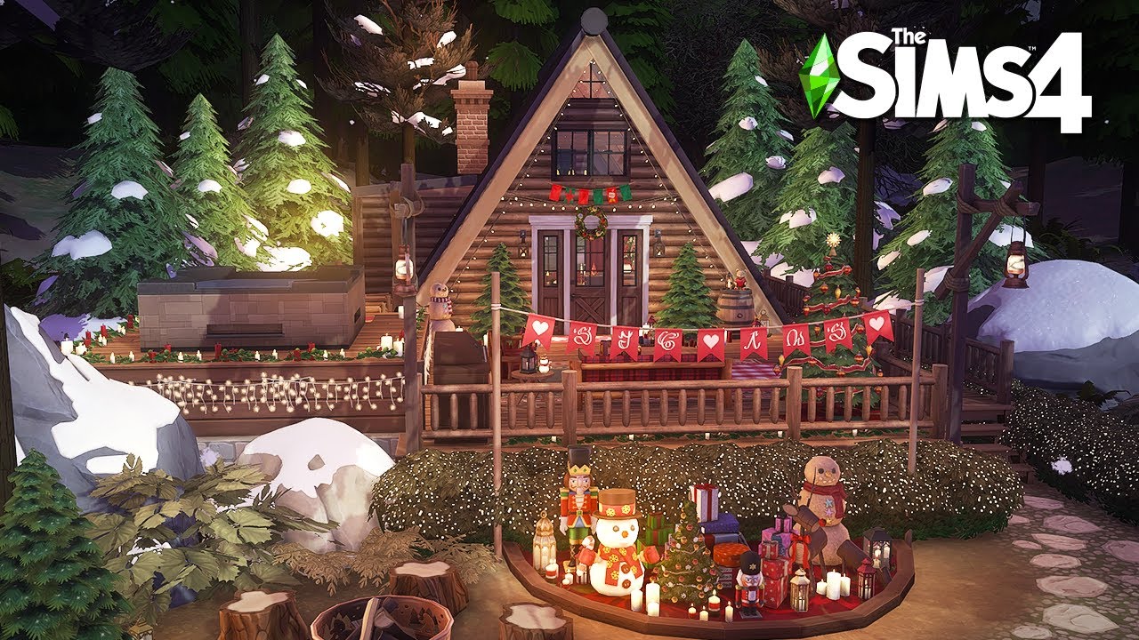 Christmas Log Cabin | The Sims4 Stop Motion Build | NoCC |【シムズ４建築】