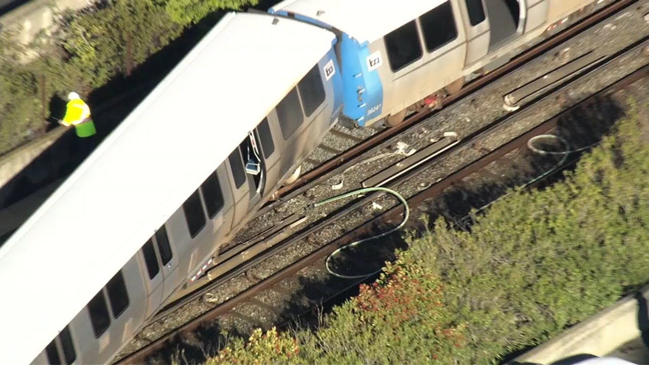 Passengers shaken up after BART train partially derails, catches fire in East Bay