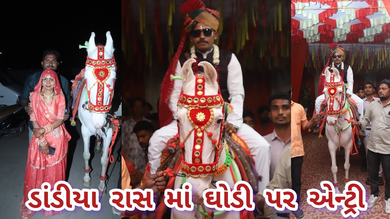 ડાંડિયા રાસ માં ઘોડી પર શાનદાર એન્ટ્રી! 🐎✨Gujrti vlog 