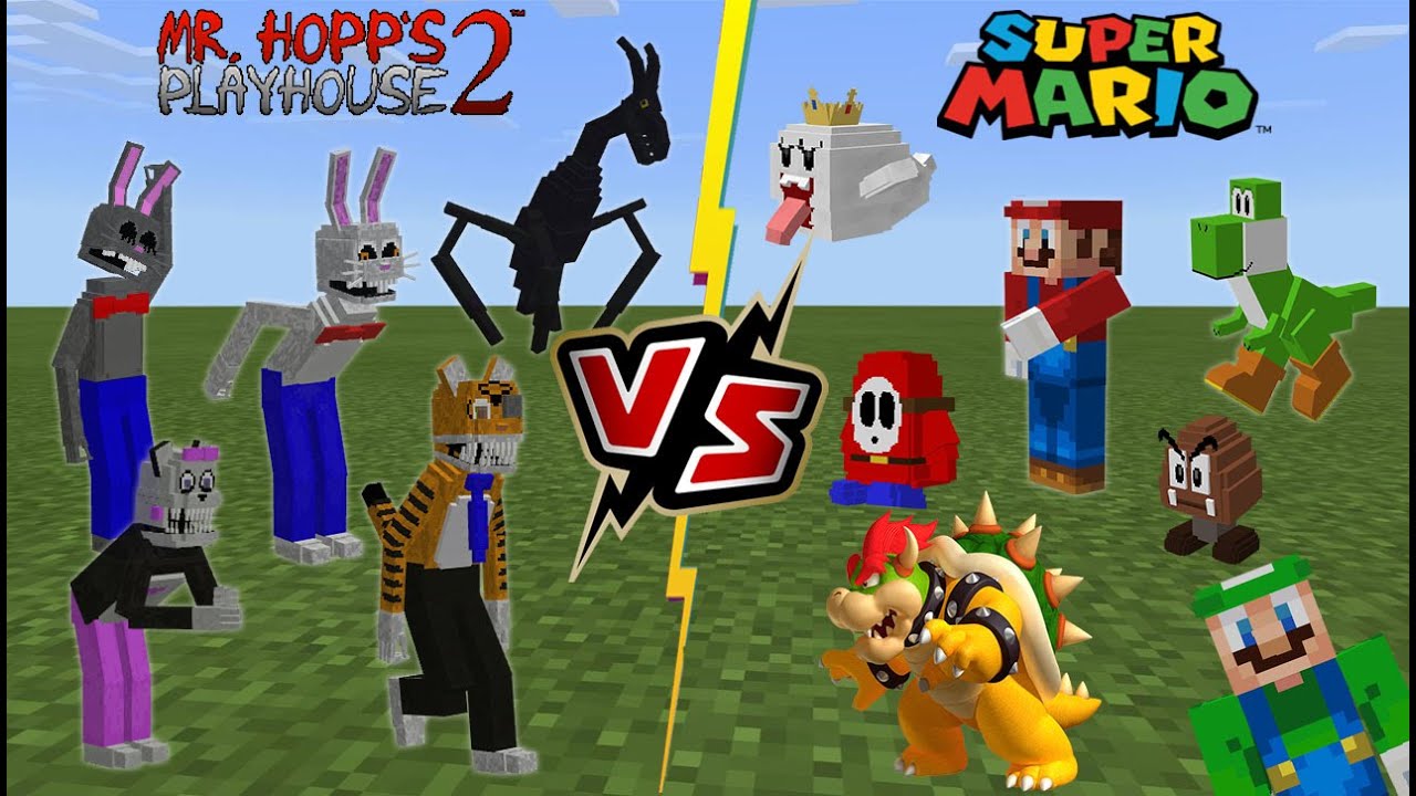Mr. Hopp's Playhouse 2 VS Super Mario Brothers [Mario Party with Mr. Hopps)(Minecraft PE)