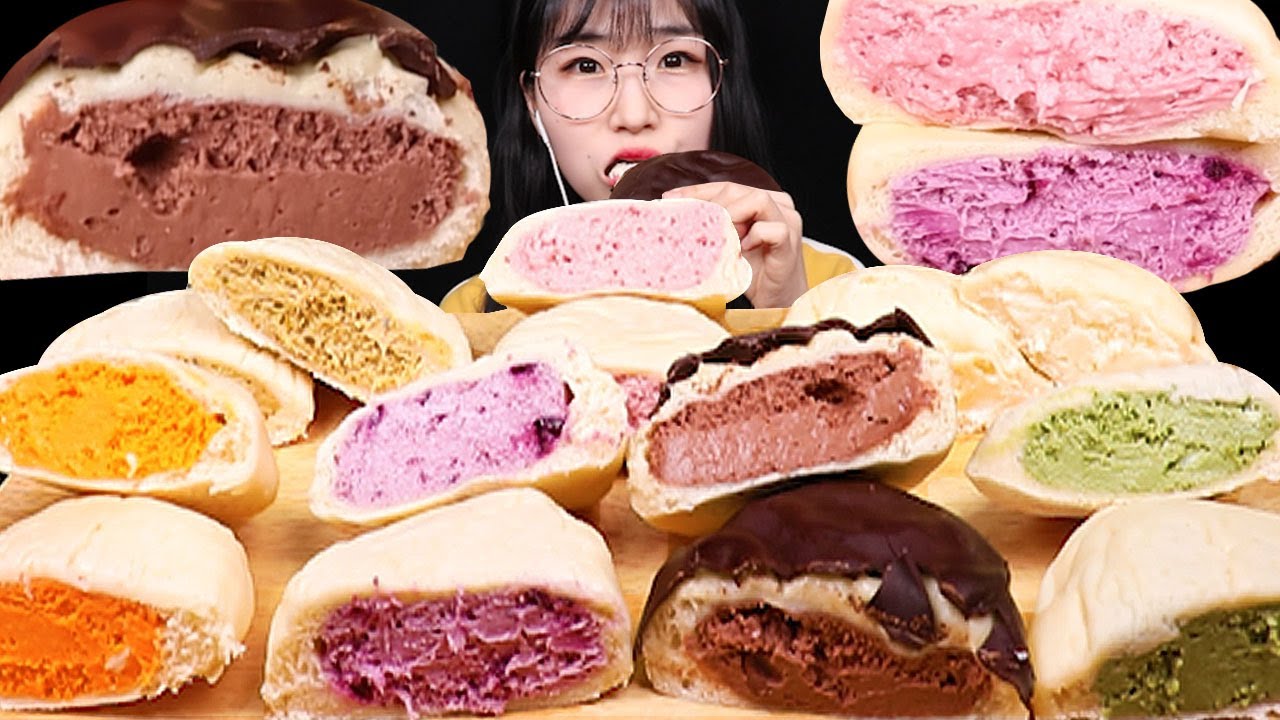 ASMR MUKBANG | 쫀득쫀득 모찌빵 먹방 CHEWY CREAM CHEESE BUN BREADS! DESSERTS EATING SHOW