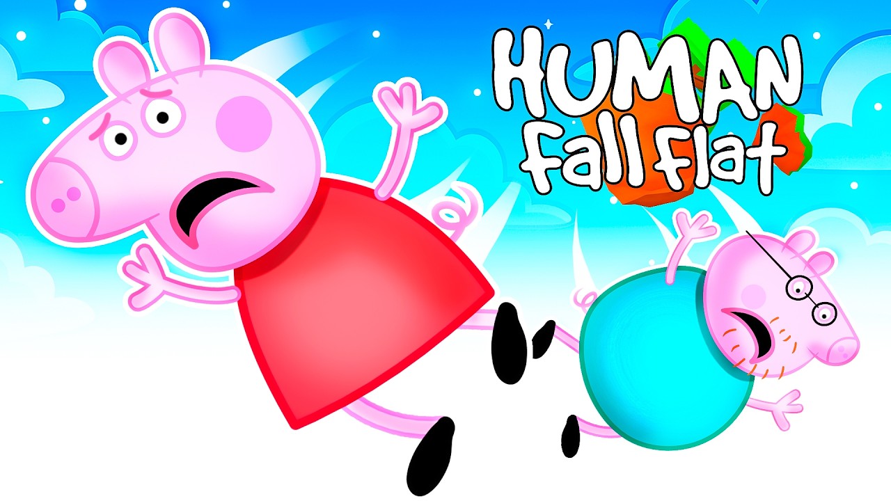 Свинка Пеппа и Папа Свинка играют в игру 