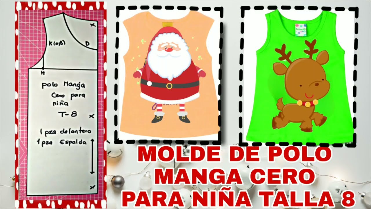 MOLDE POLO O REMERA  MANGA CERO PARA NIÑA  - TALLA 8