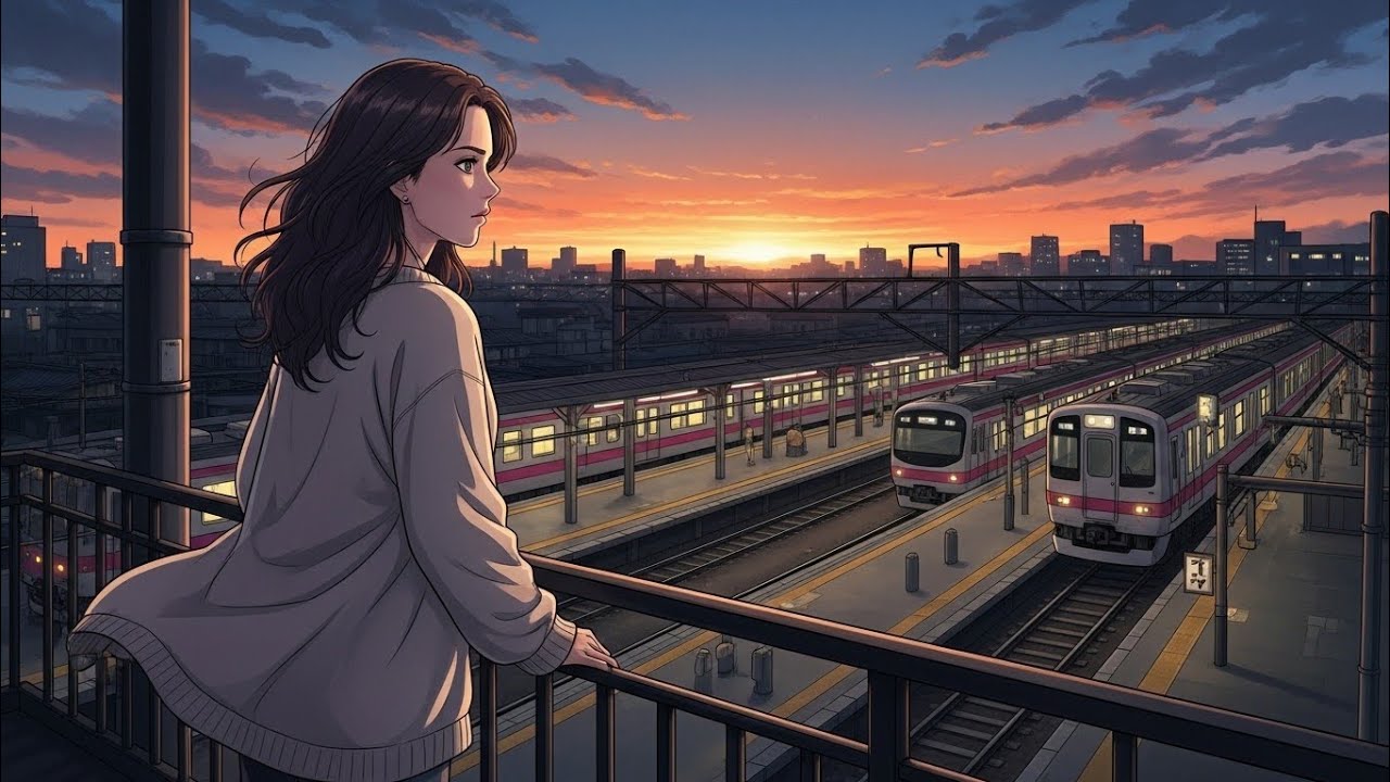 She Lives Alone Watching Trains | A Silent Anime Story About Loneliness & Peace