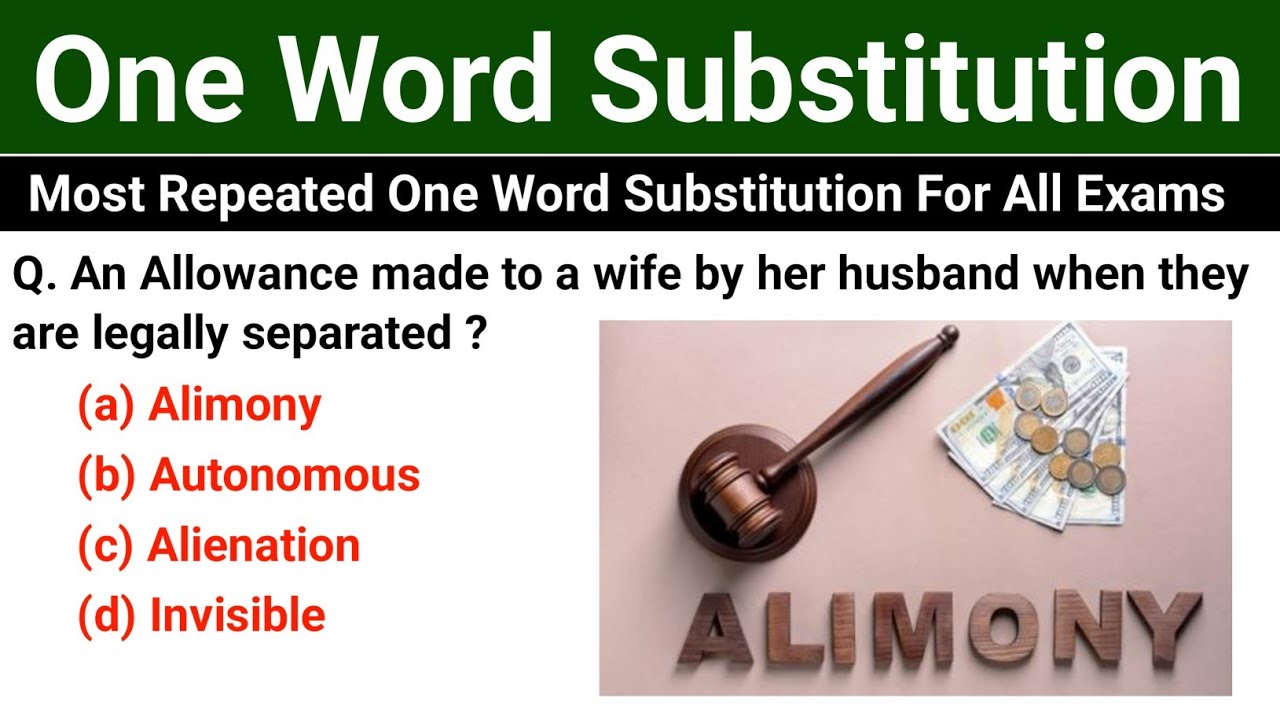Most Repeat One Word Substitution | Important One Word Substitution For All Competitive Exams 
